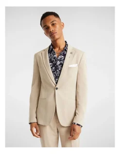 Yd. Hayman Stretch Skinny Suit Jacket In Beige