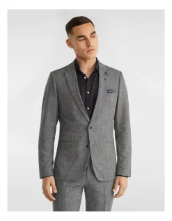 Yd. Charlie Textured Slim Suit Jacket In Charcoal