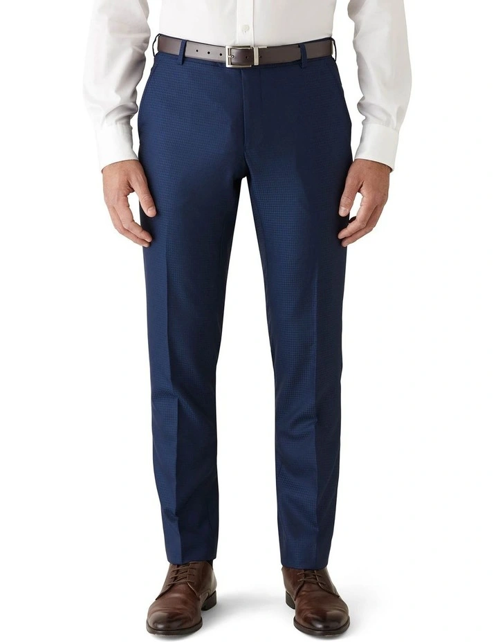 Dom Bagnato Tailored Fit Fabio Geometric Check Wool Suit Trouser Blue 3 Dom Bagnato Tailored Fit Fabio Geometric Check Wool Suit Trouser Blue