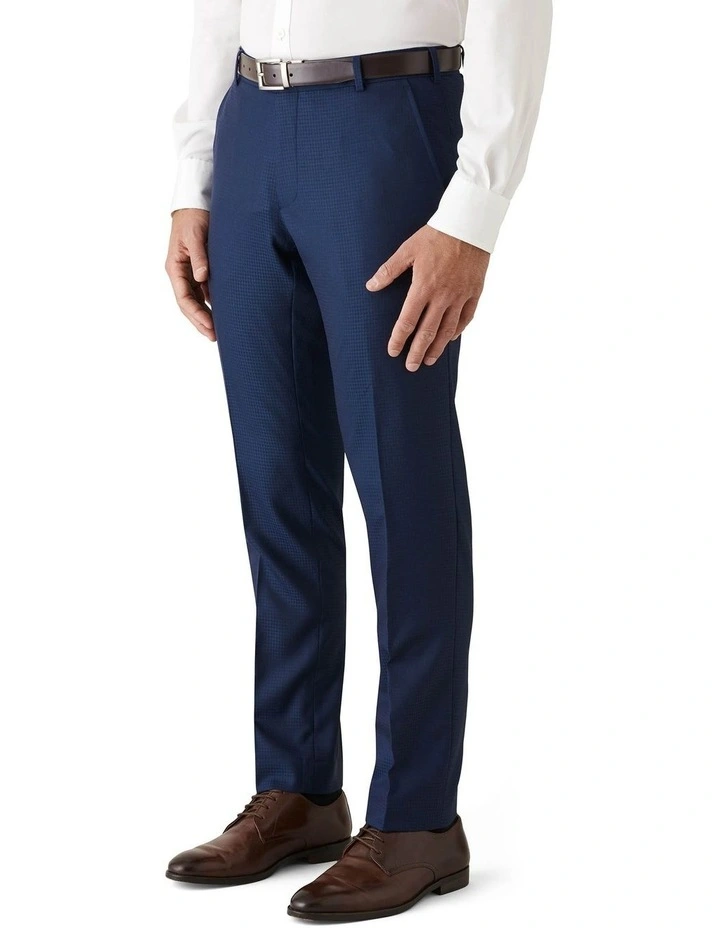 Dom Bagnato Tailored Fit Fabio Geometric Check Wool Suit Trouser Blue 4 Dom Bagnato Tailored Fit Fabio Geometric Check Wool Suit Trouser Blue - Image 2