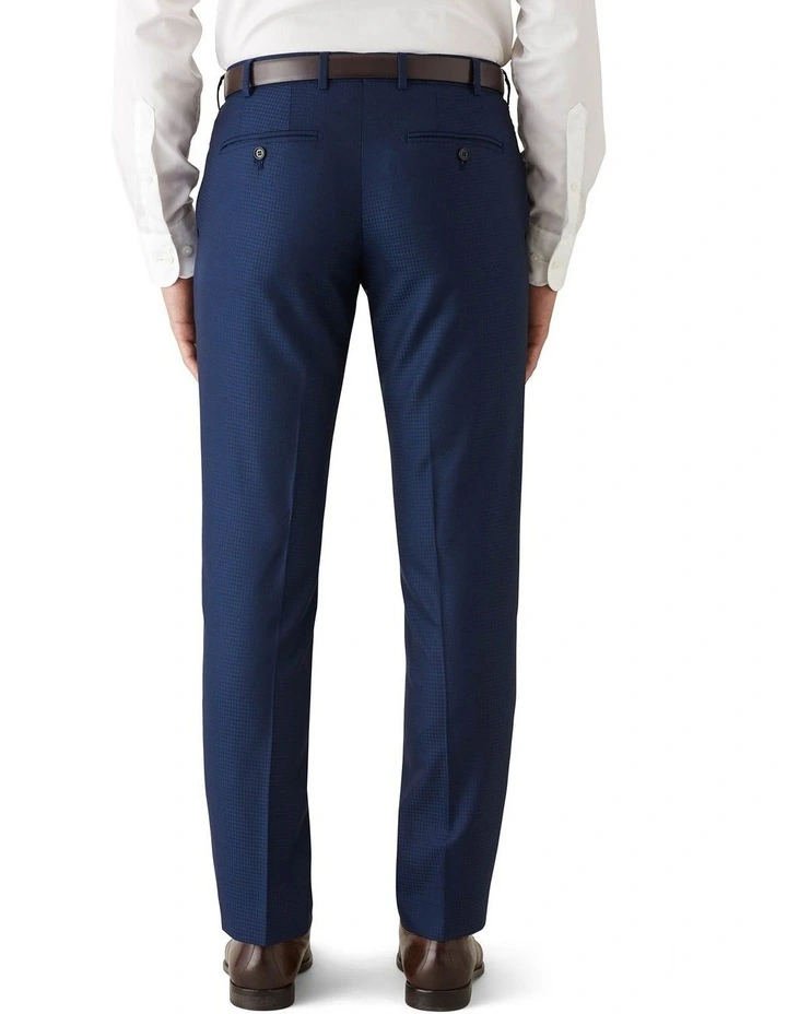 Dom Bagnato Tailored Fit Fabio Geometric Check Wool Suit Trouser Blue 5 Dom Bagnato Tailored Fit Fabio Geometric Check Wool Suit Trouser Blue - Image 3