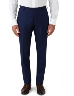 Dom Bagnato Tailored Fit Fabio Textured Navy Check Wool Suit Trouser Navy