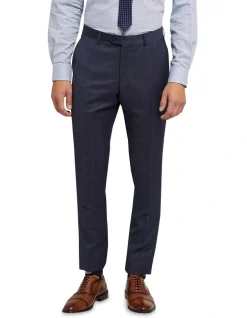 Oxford Auden Wool Stretch Checked Suit Trousers Blue