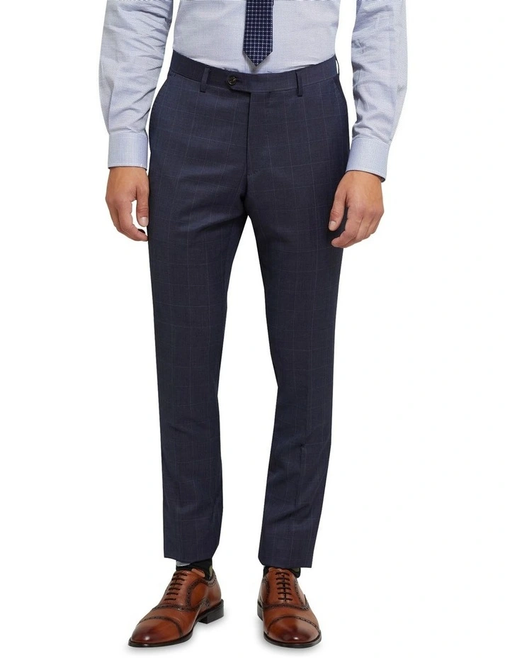 Oxford Auden Wool Stretch Checked Suit Trousers Blue 3 Oxford Auden Wool Stretch Checked Suit Trousers Blue