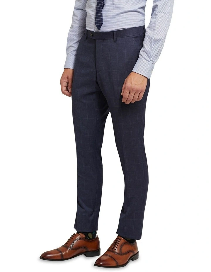 Oxford Auden Wool Stretch Checked Suit Trousers Blue 4 Oxford Auden Wool Stretch Checked Suit Trousers Blue - Image 2