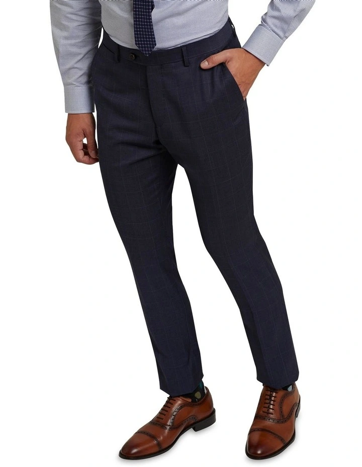 Oxford Auden Wool Stretch Checked Suit Trousers Blue 6 Oxford Auden Wool Stretch Checked Suit Trousers Blue - Image 4