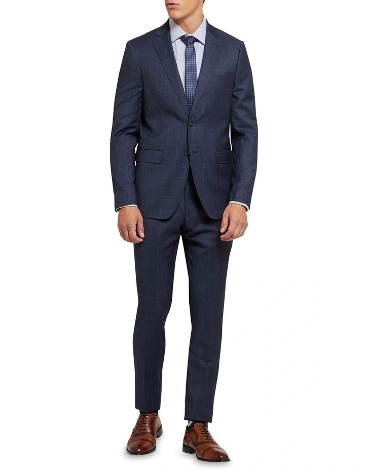 Oxford Auden Wool Stretch Checked Suit Trousers Blue 7 Oxford Auden Wool Stretch Checked Suit Trousers Blue - Image 5