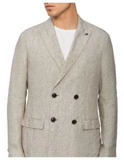 Calvin Klein X-Slim Linen Blend Stretch Double Breasted Suit Jacket In Light Grey -Cambridge Clothing shop 926776720 5 720x928