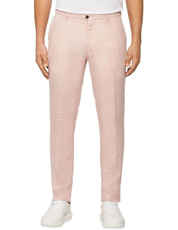 Calvin Klein X-Slim Plain Linen Suit Pant In Pink 3 Calvin Klein X-Slim Plain Linen Suit Pant In Pink