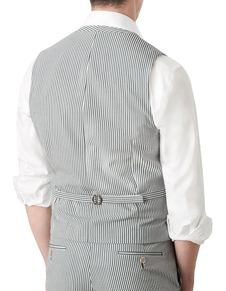 MJ Bale Gatsby Seersucker Waistcoat In Green 4 MJ Bale Gatsby Seersucker Waistcoat In Green - Image 3