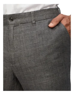 Van Heusen Black Label Slim Prince Of Wales Check Linen Suit Pant In Charcoal -Cambridge Clothing shop 929158120 3 720x928