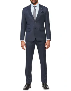 Van Heusen Black Label Slim Micro Check Suit Pant In Navy -Cambridge Clothing shop 929158480 4 720x928