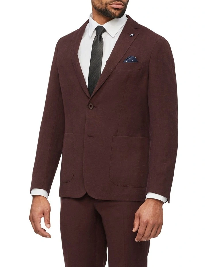 Van Heusen Slim Plain Linen Suit Jacket In Beetroot 3 Van Heusen Slim Plain Linen Suit Jacket In Beetroot