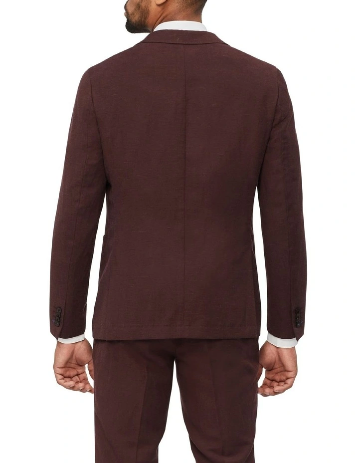 Van Heusen Slim Plain Linen Suit Jacket In Beetroot 5 Van Heusen Slim Plain Linen Suit Jacket In Beetroot - Image 3