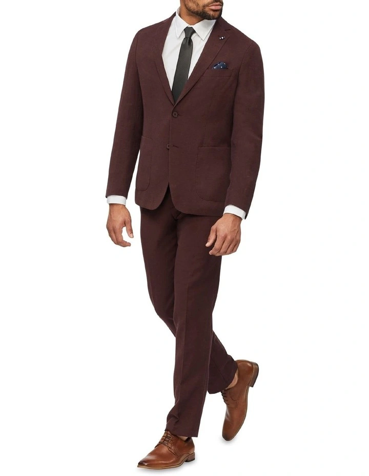 Van Heusen Slim Plain Linen Suit Jacket In Beetroot 6 Van Heusen Slim Plain Linen Suit Jacket In Beetroot - Image 4