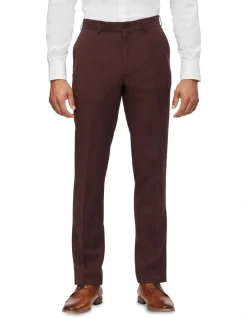 Van Heusen Slim Plain Linen Suit Pant In Beetroot