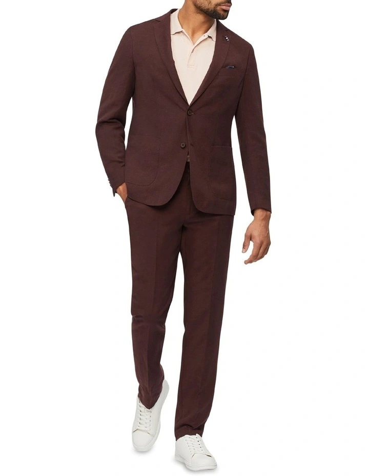 Van Heusen Slim Plain Linen Suit Pant In Beetroot 8 Van Heusen Slim Plain Linen Suit Pant In Beetroot - Image 6
