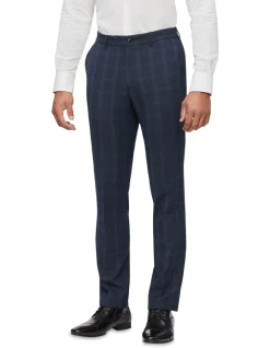 Van Heusen Slim Double Side Check Suit Pant In Navy
