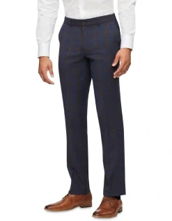 Van Heusen Tailored Big Check Suit Pant With Chocolate Detail In Navy