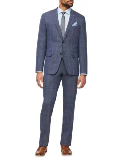 Van Heusen Tailored Prince Of Wales Check Pant In Denim -Cambridge Clothing shop 929809540 4 720x928