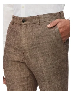 Van Heusen Black Label Slim Plain Linen Suit Pant In Brown -Cambridge Clothing shop 930294910 3 720x928