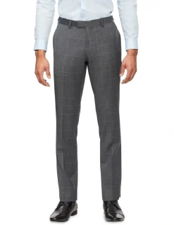 Van Heusen Black Label Tailored Window Pane Suit Pant In Charcoal