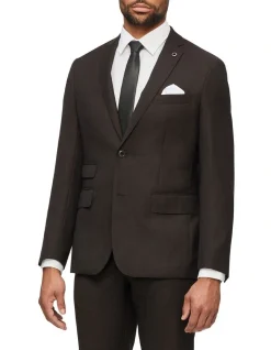 Van Heusen Black Label Tailored Textured Suit Jacket In Chocolate