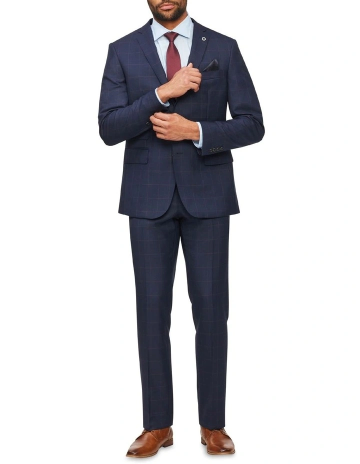 Van Heusen Black Label Tailored Window Pane Suit Pant In Navy 6 Van Heusen Black Label Tailored Window Pane Suit Pant In Navy - Image 4