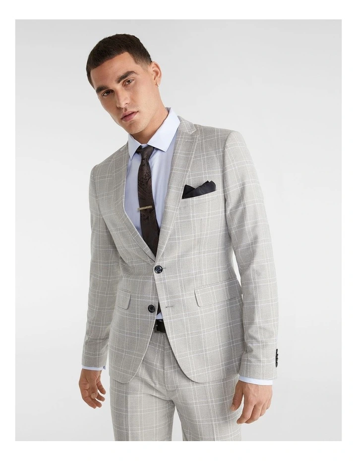 Yd. Metz Skinny Suit Jacket In Silver 3 Yd. Metz Skinny Suit Jacket In Silver