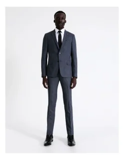 Blaq Slim Marle Herringbone Suit Jacket In Denim