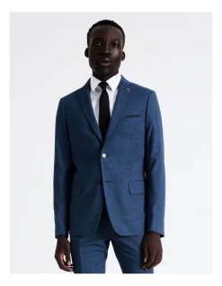 Blaq Slim Puppytooth Suit Jacket In Blue