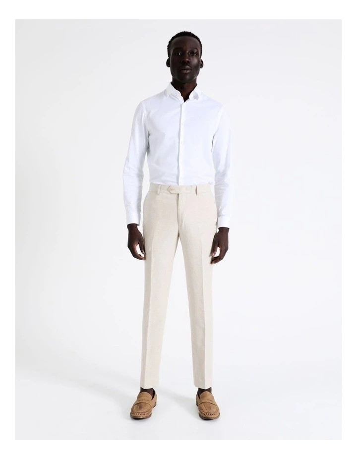 Blaq Slim Plain Linen Blend Suit Pant In Ecru 6 Blaq Slim Plain Linen Blend Suit Pant In Ecru - Image 4
