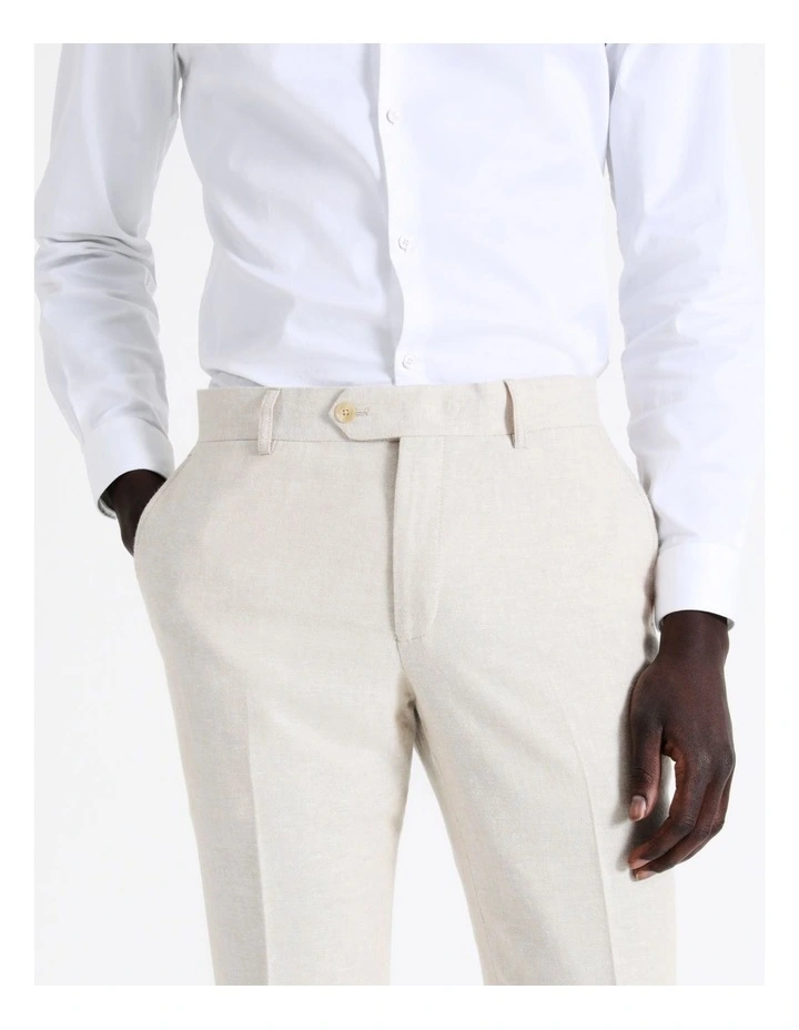Blaq Slim Plain Linen Blend Suit Pant In Ecru 7 Blaq Slim Plain Linen Blend Suit Pant In Ecru - Image 5