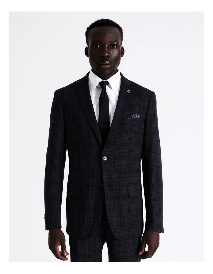 Blaq Tailored Check Suit Jacket In Navy 3 Blaq Tailored Check Suit Jacket In Navy