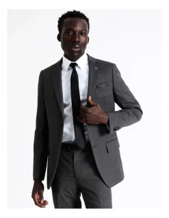 Blaq Tailored Birdseye Suit Jacket In Charcoal