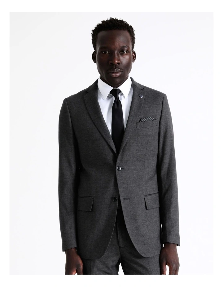 Blaq Tailored Birdseye Suit Jacket In Charcoal 4 Blaq Tailored Birdseye Suit Jacket In Charcoal - Image 2