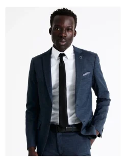 Blaq Tailored Sharkskin Suit Jacket In Blue