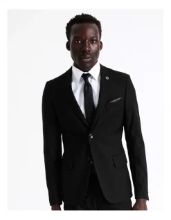 Blaq Slim Twill Suit Jacket In Black