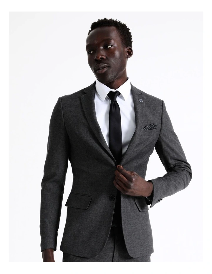 Blaq Slim Birdseye Suit Jacket In Charcoal 3 Blaq Slim Birdseye Suit Jacket In Charcoal