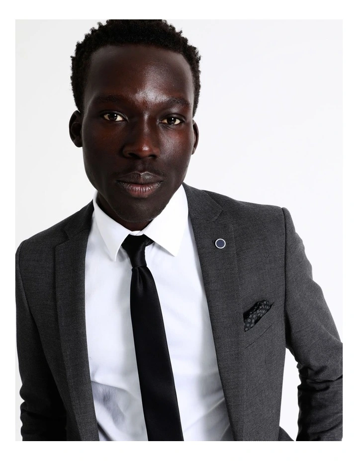 Blaq Slim Birdseye Suit Jacket In Charcoal 4 Blaq Slim Birdseye Suit Jacket In Charcoal - Image 2