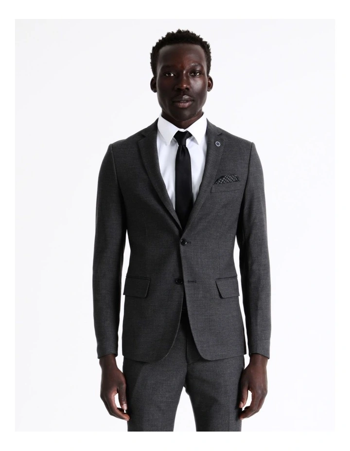Blaq Slim Birdseye Suit Jacket In Charcoal 5 Blaq Slim Birdseye Suit Jacket In Charcoal - Image 3