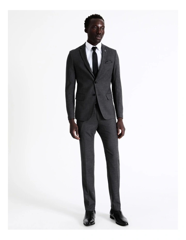 Blaq Slim Birdseye Suit Jacket In Charcoal 6 Blaq Slim Birdseye Suit Jacket In Charcoal - Image 4
