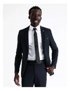 Blaq Slim Birdseye Suit Jacket In Navy