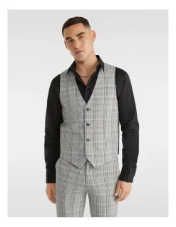 Yd. Monza Check Waistcoat In Grey