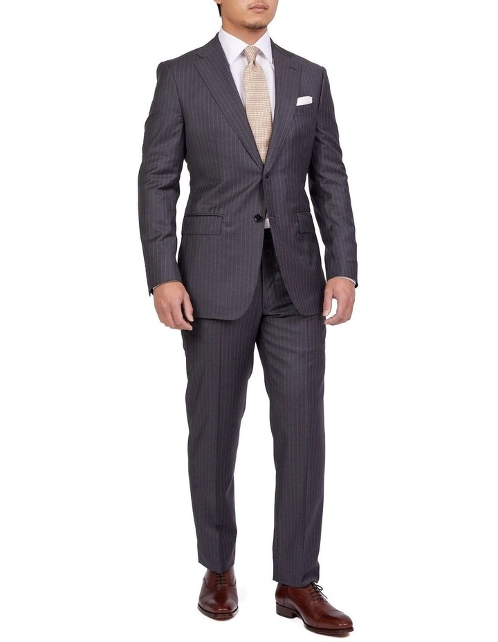 Henry Sartorial Dun Full Canvas Stripe Suit CHARCOAL REG 3 Henry Sartorial Dun Full Canvas Stripe Suit CHARCOAL REG