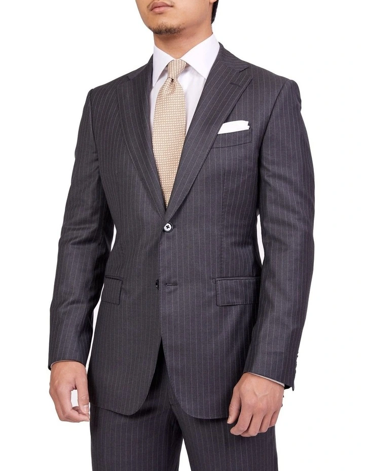 Henry Sartorial Dun Full Canvas Stripe Suit CHARCOAL REG 4 Henry Sartorial Dun Full Canvas Stripe Suit CHARCOAL REG - Image 2