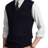 Polo Ralph Lauren Cable-Knit Cotton Sweater Vest In Dark Navy -Cambridge Clothing shop 944195230 1 720x928