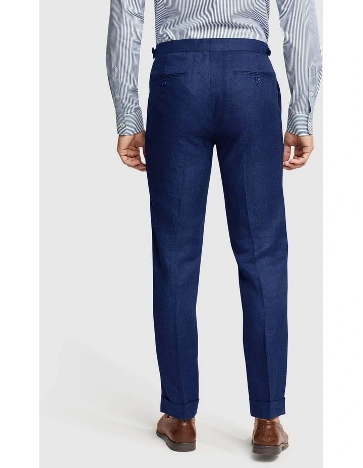 Oxford Byron Folded Cuff Wool Suit Trousers In Blue 4 Oxford Byron Folded Cuff Wool Suit Trousers In Blue - Image 2