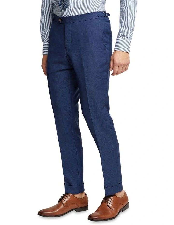 Oxford Byron Folded Cuff Wool Suit Trousers In Blue 5 Oxford Byron Folded Cuff Wool Suit Trousers In Blue - Image 3