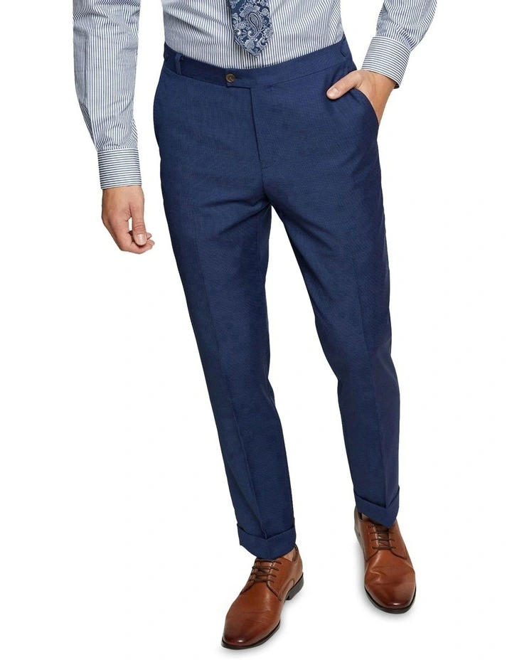 Oxford Byron Folded Cuff Wool Suit Trousers In Blue 6 Oxford Byron Folded Cuff Wool Suit Trousers In Blue - Image 4